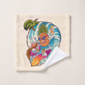 名前をカスタムするサーフィンパイナップル バスタオルセット (ウォッシュタオル)