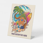 名前をカスタムするサーフィンパイナップル 台座サイン (正面)