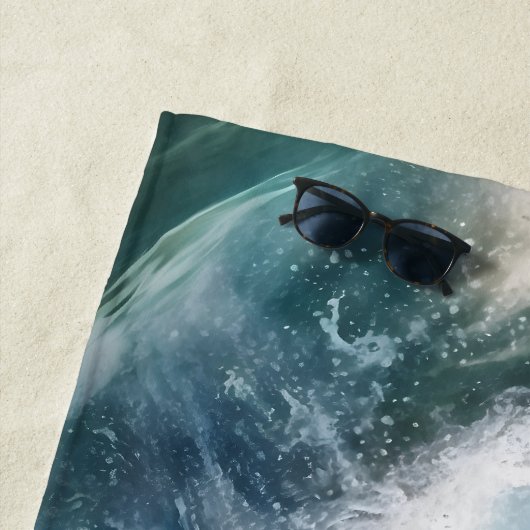 名前をカスタムするサーフィン犬 ビーチタオル (インサイチュ)