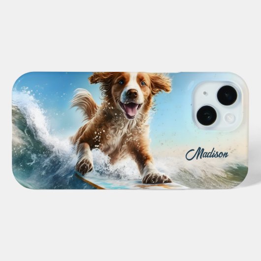 名前をカスタムするサーフィン犬 Case-Mate iPhoneケース (裏面 (横))
