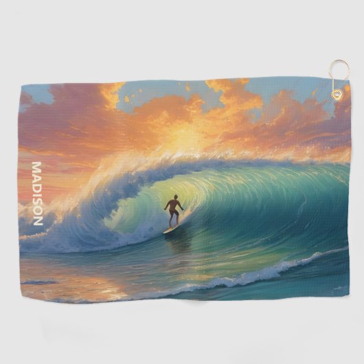名前をカスタムするサーフィン ゴルフタオル (横)