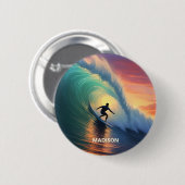 名前をカスタムするサーフィン 缶バッジ (正面&裏面)