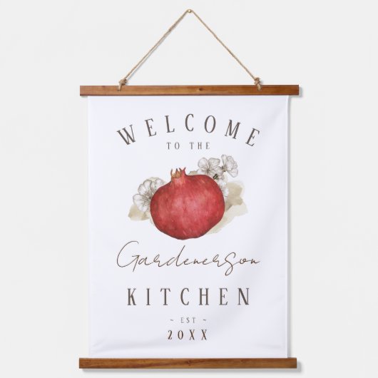 名前をカスタムするザクロ果実調理法 吊り下げ型タペストリー (正面)