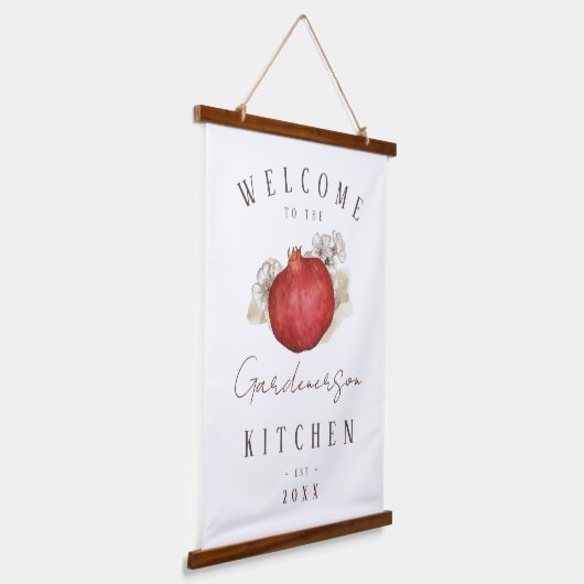 名前をカスタムするザクロ果実調理法 吊り下げ型タペストリー (傾斜あり)