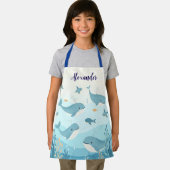 名前をカスタムするザシークジラ&フィッシュキッズ エプロン (インサイチュ)