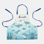 名前をカスタムするザシークジラ&フィッシュキッズ エプロン (正面)