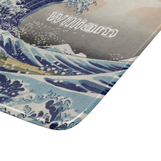 名前をカスタムするザ素晴らしウェーブネイビーブルー カッティングボード (角)