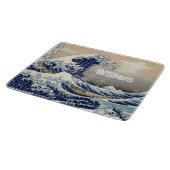 名前をカスタムするザ素晴らしウェーブネイビーブルー カッティングボード (角)