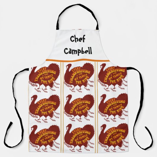 名前をカスタムするシェフサンクスギビングファミリーディナーパーティー エプロン (正面)