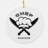 名前をカスタムするシェフロゴオーナメント セラミックオーナメント (裏面)