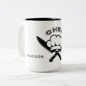 名前をカスタムするシェフロゴマグ ツートーンマグカップ (正面左)