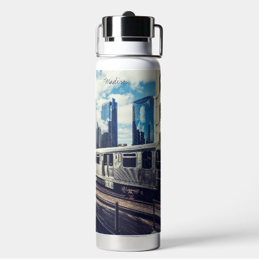 名前をカスタムするシカゴUSA ウォーターボトル (背面)