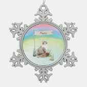 名前をカスタムするシベリアキャットペット スノーフレークピューターオーナメント (正面)