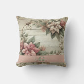 名前をカスタムするシャビーシックパステルポインセティアスガーランド クッション (正面)