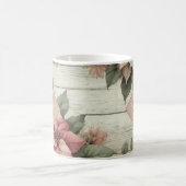 名前をカスタムするシャビーシックパステルポインセティアスガーランド コーヒーマグカップ (中央)