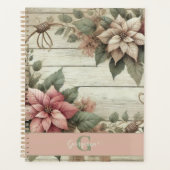 名前をカスタムするシャビーシックパステルポインセティアスガーランド プランナー手帳 (正面)