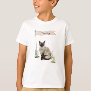 名前をカスタムするシャムキャットペット Tシャツ