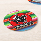 名前をカスタムするシャロホースメスペインのキシコセラペ ラウンドペーパーコースター (アングル)