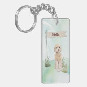 名前をカスタムするシャンパンコックパポペットドッグ キーホルダー (正面左)