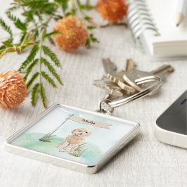 名前をカスタムするシャンパンコックパポペットドッグ キーホルダー