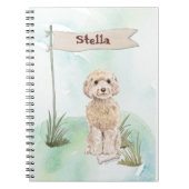 名前をカスタムするシャンパンコックパポペットドッグ ノートブック (正面)