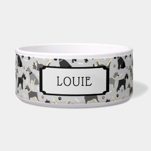名前をカスタムするシュナウザーポーズアンドボーンズドッグボウル ボウル