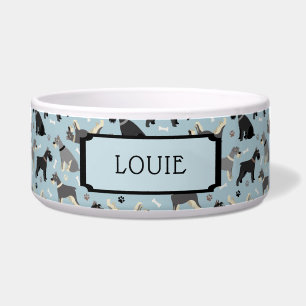 名前をカスタムするシュナウザーポーズアンドボーンズドッグ ボウル