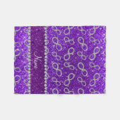 名前をカスタムするシルバーインフィニティインディゴパープルグリッター フリースブランケット (正面(横))