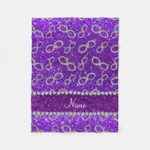 名前をカスタムするシルバーインフィニティインディゴパープルグリッター フリースブランケット (正面)