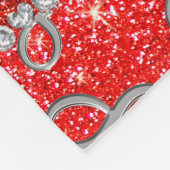 名前をカスタムするシルバーインフィニティネオンレッドグリッター フリースブランケット (角)