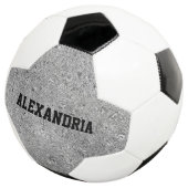 名前をカスタムするシルバーグリッターフォイルスパークル サッカーボール (3/4)