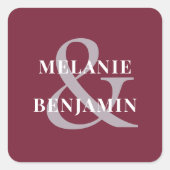 名前をカスタムするシンプルエレガントバラピンク スクエアシール (正面)