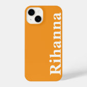 名前をカスタムするシンプルプレーンミニマルオレンジカラー iPhoneケース (裏面)
