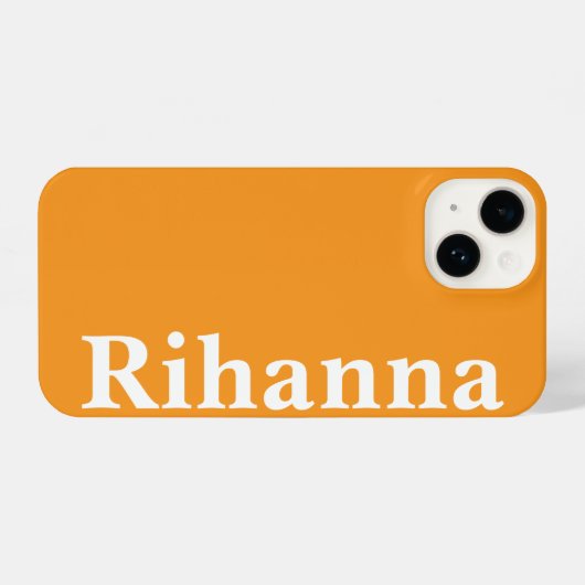 名前をカスタムするシンプルプレーンミニマルオレンジカラー iPhoneケース (裏面横)
