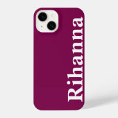 名前をカスタムするシンプルミニマルプレーンのワインカラー iPhoneケース (裏面)