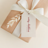 名前をカスタムするシンプルラベルでベージュメリークリスマス ギフトタグ