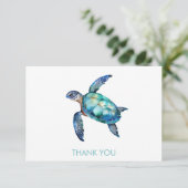 名前をカスタムするシータートルホワイト&ターコイズ サンキューカード (スタンド正面)