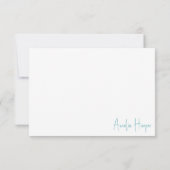 名前をカスタムするシータートルホワイト&ターコイズ サンキューカード (裏面)