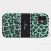 名前をカスタムするシーフオムグリーングリッターleopard print Case-Mate iPhoneケース (裏面(横))