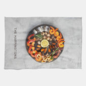 名前をカスタムするシーフードプラッタ キッチンタオル (横)