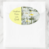 名前をカスタムするシール平和ラブ信仰デイジー花 楕円形シール (バッグ)