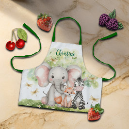 名前をカスタムするジャングルアニマルズトンフライ エプロン