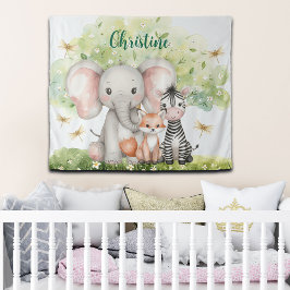 名前をカスタムするジャングルアニマルズトンフライ タペストリー