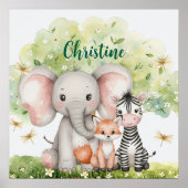 名前をカスタムするジャングルアニマルズトンフライ ポスター (正面)