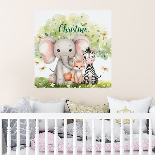 名前をカスタムするジャングルアニマルズトンフライ ポスター