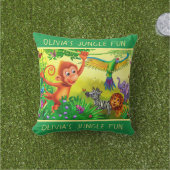 名前をカスタムするジャングル動物の子ども用の大きな枕 アウトドアクッション (芝生)