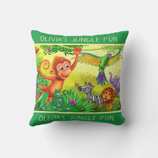 名前をカスタムするジャングル動物の子ども用の大きな枕 アウトドアクッション (裏面)