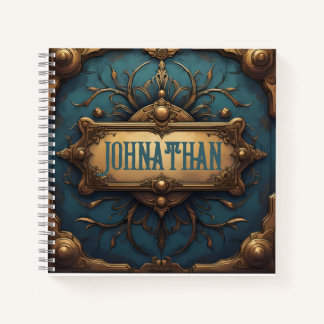 名前をカスタムするジャーナルinヴェルディグリス&金ゴールド ノートブック