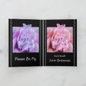 名前をカスタムするジュニアブライドメイドピンクの花柄のドレス 招待状 (内部)