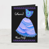 名前をカスタムするジュニアブリーズメイド招待状ブルーガウン 招待状 (正面)
